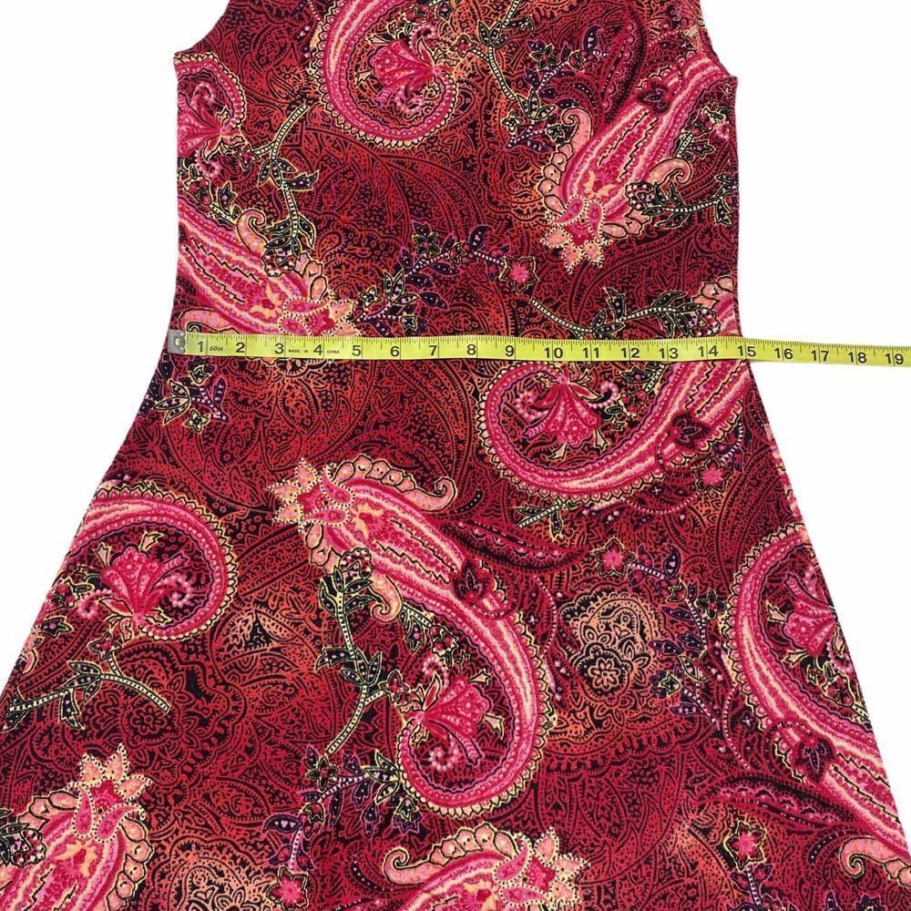 WHITE Stag Red Pink Paisley Sleeveless Dress Small - Picture 3 of 8